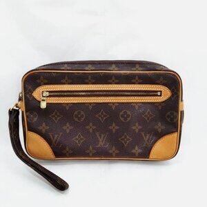 Louis Vuitton LV Clutch Marly Dragonne GM Brown Monogram UNISEX